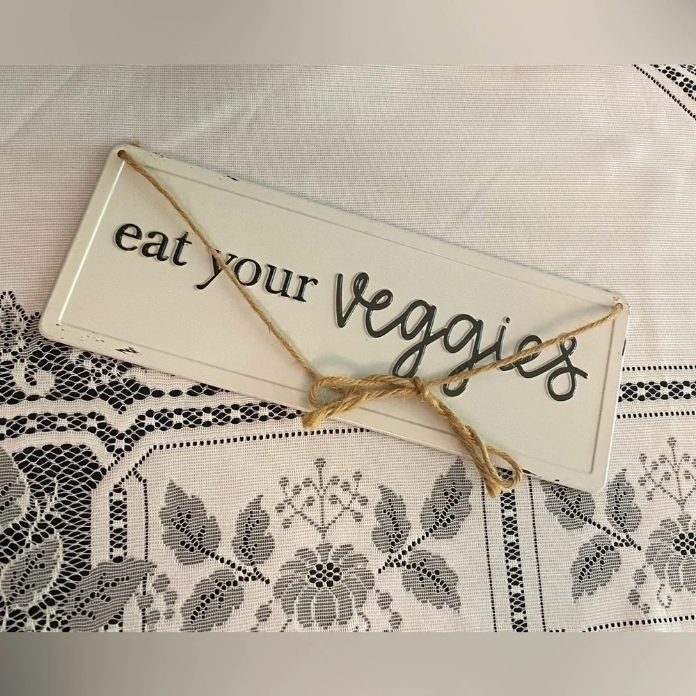*EUC* Eat Your Veggies Galvanized Home Decor Wall Art Decor